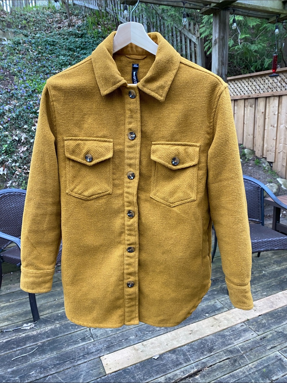 Design Lab Lord & Taylor Mustard Button-Up Shacket